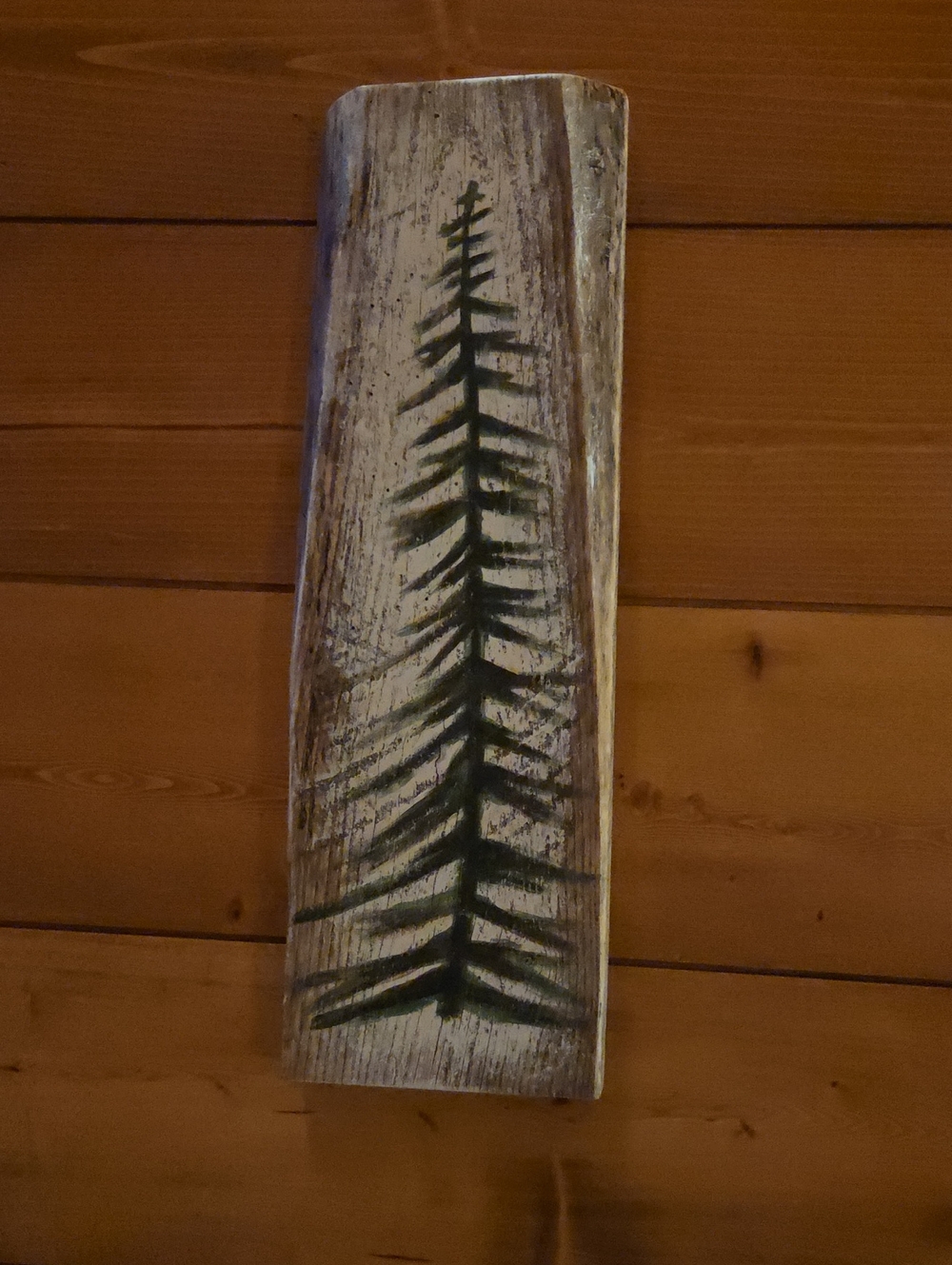 Rustic Green Tree Wall Art - Home Wall Decor Made From 1800s Wisconsin Barn Wood